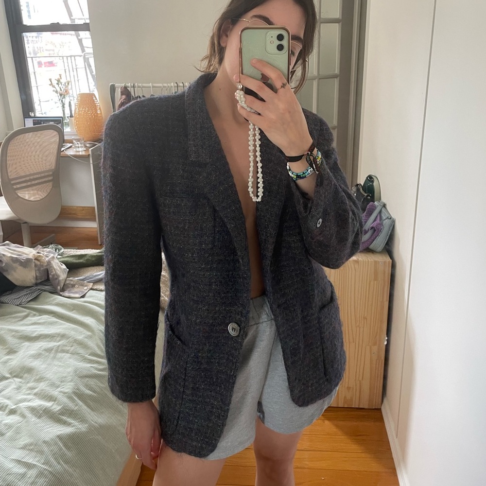 super warm and chic grey wool blazer